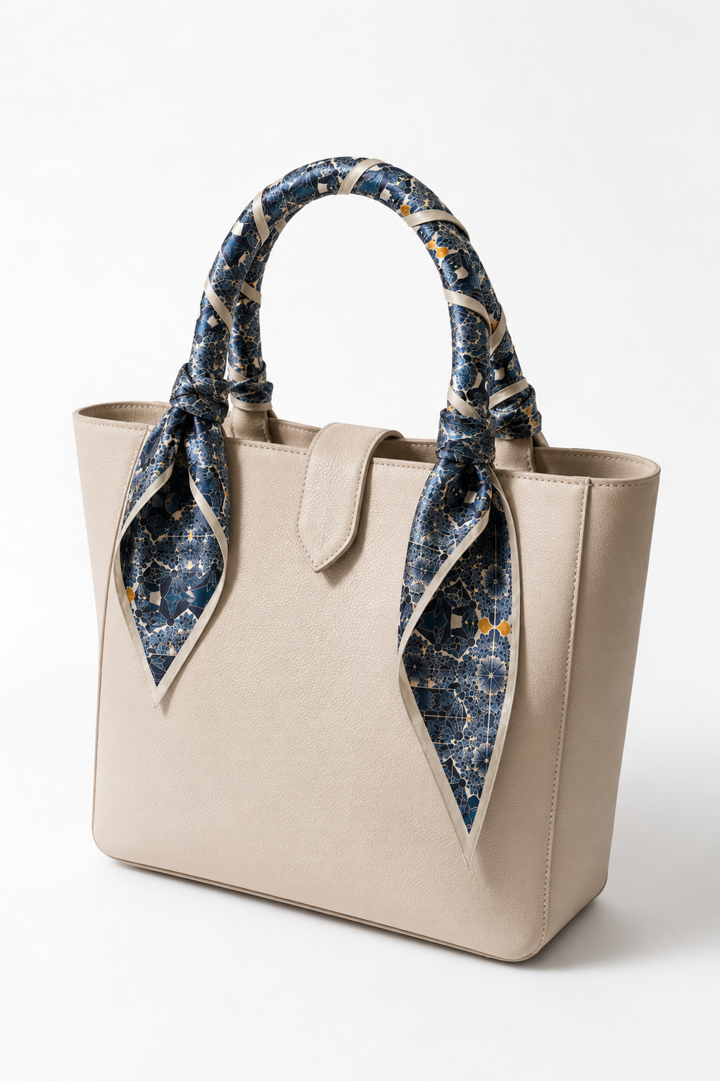 Geometric Blue Silk Scarf