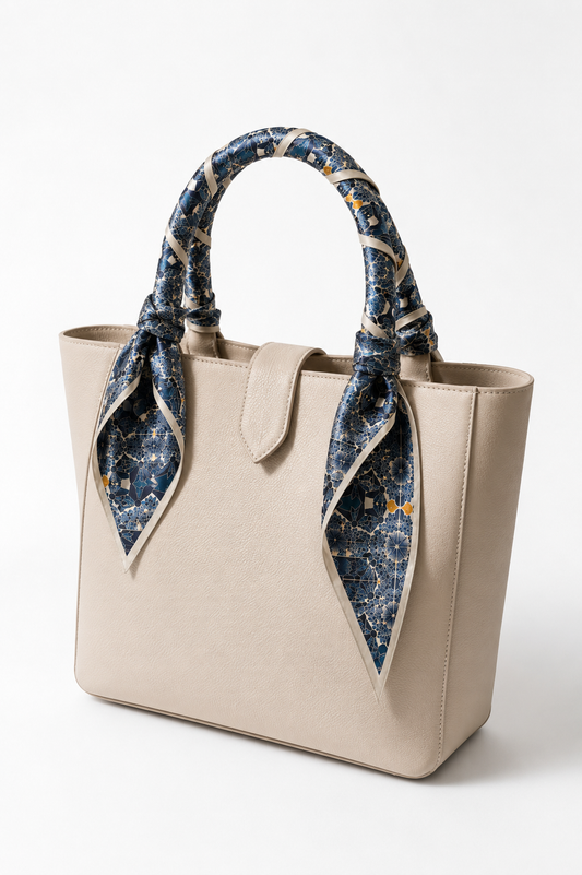Geometric Blue Silk Scarf