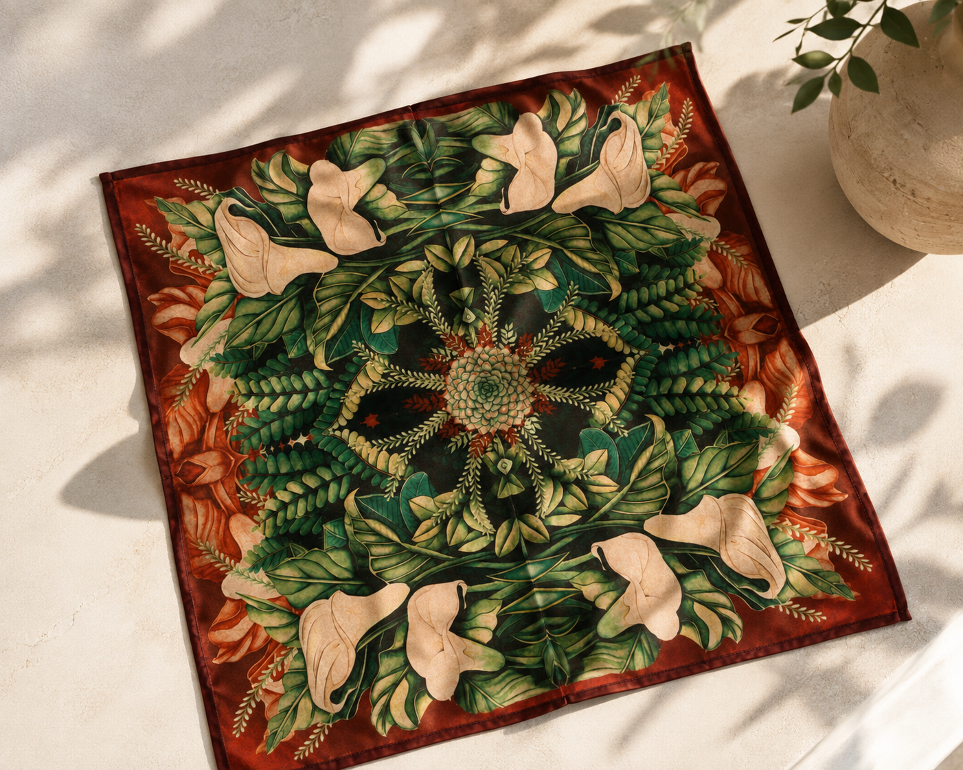 White Tulips Silk Scarf