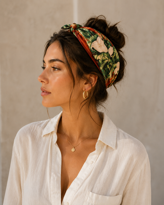 White Tulips Silk Scarf