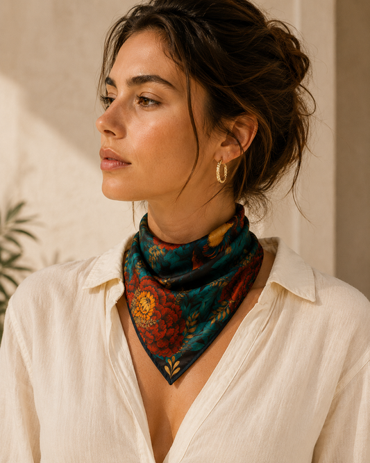 Silk Scarf – Botanical Birds